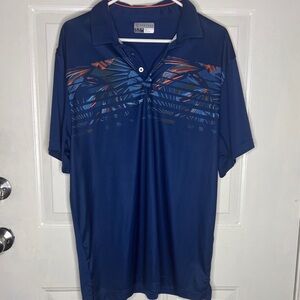 PGA Tour Men's Polo in Navy with Vibrant Orange Accents